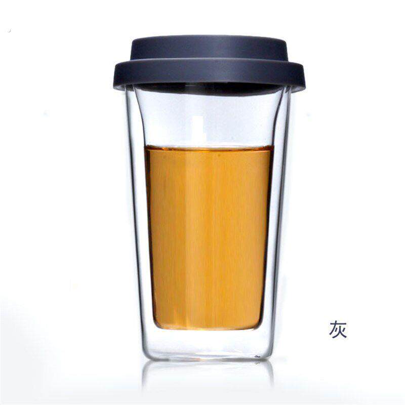 耐热玻璃杯创意透明杯子双层隔热茶杯带盖水杯办公杯子手工艺器堂