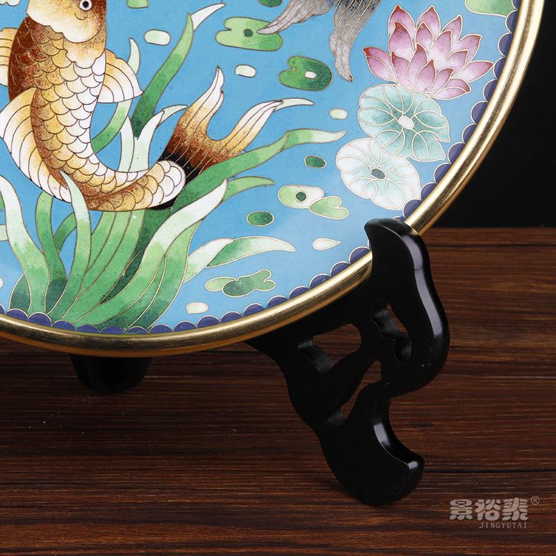 正宗景泰蓝圆盘年年有余摆盘生日礼物书房家居商务特色工艺品摆件