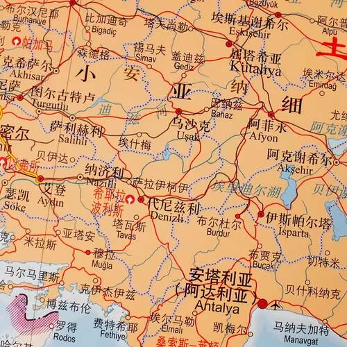 中东地图挂图横版 1.2米 1.5米办公室地图装饰画 世界分国系列
