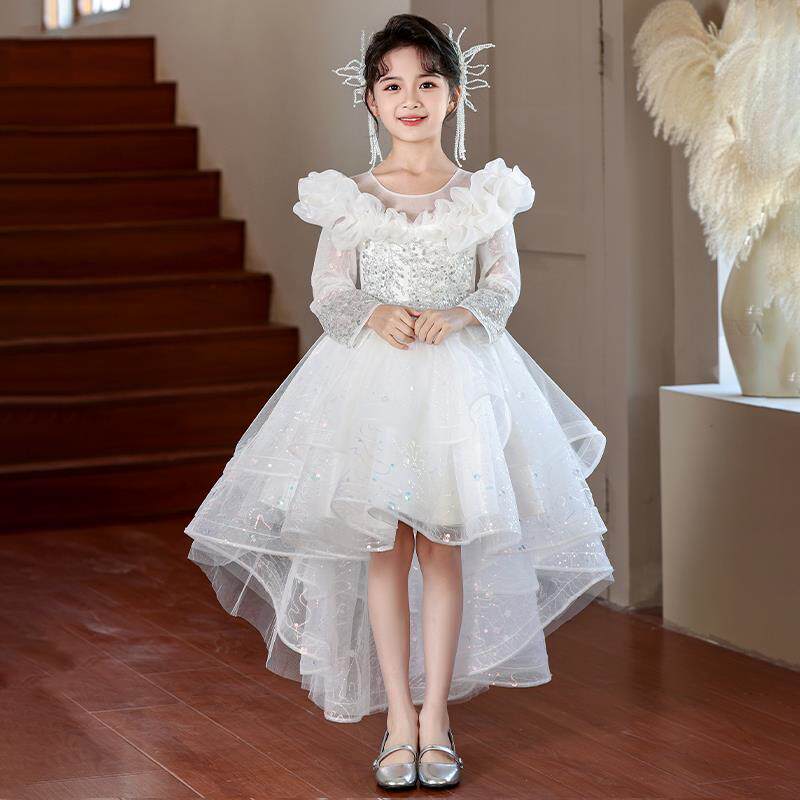 女童高端礼服2025新款春秋款儿童生日公主裙花童裙钢琴演奏演出服
