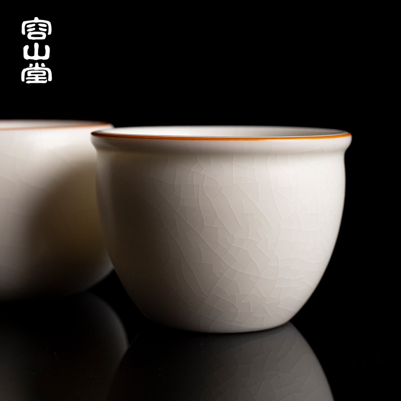 容山堂娄根旺大师月白汝窑汝瓷支钉烧茶杯可养主人杯手工单个人杯