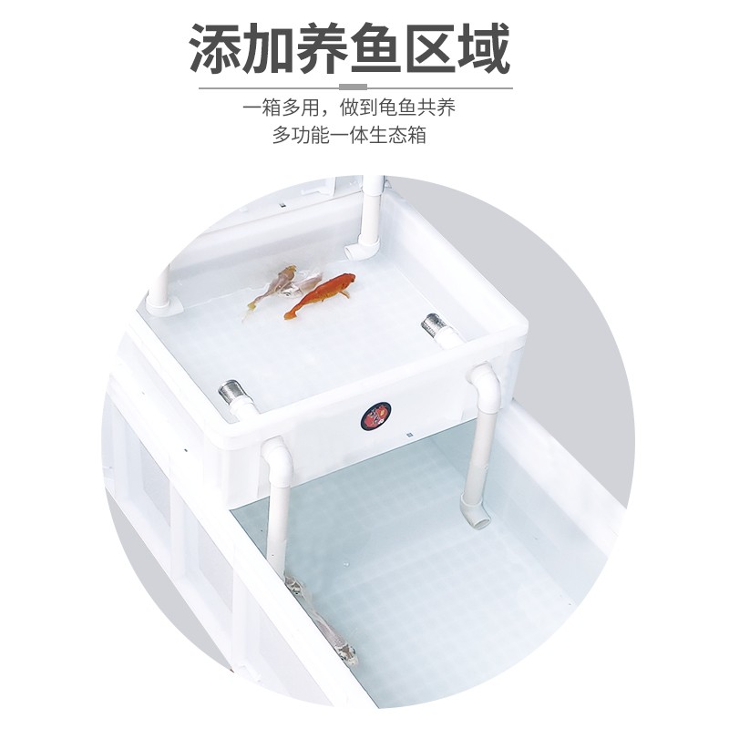 乌龟缸周转箱白色水族箱塑料鱼缸循环过滤龟鱼共养乌龟箱家用阳台