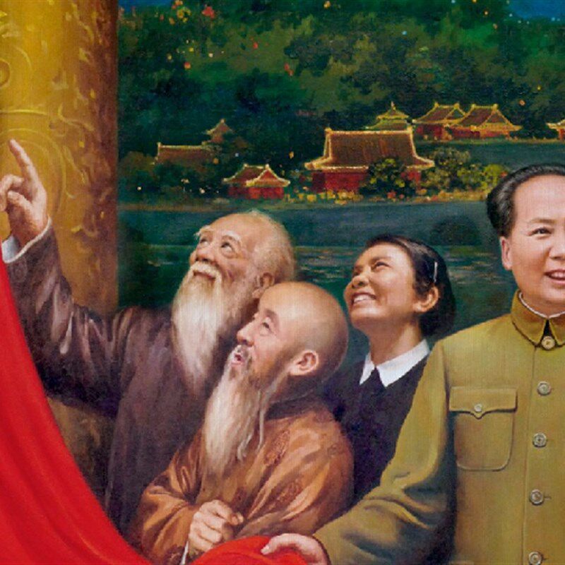 刘宇一开国大典共铸乾坤办公会议室横版大幅伟人背景墙壁装饰油画