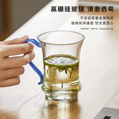 耐热玻璃杯泡茶杯带把茶楼专用绿茶杯子2025新款水杯女高颜值家用