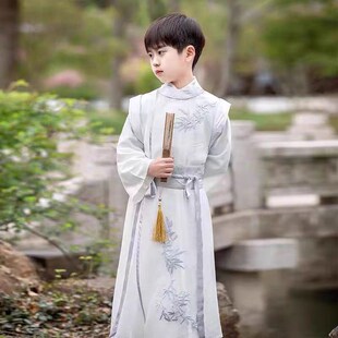 男童汉服春秋唐装唐朝李白服装圆领袍儿童古装书生诗人古诗演出服