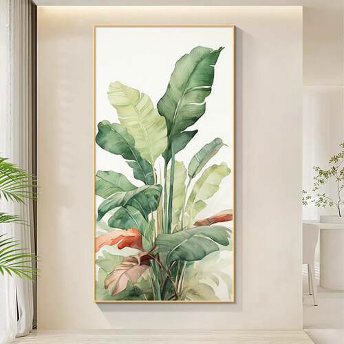 家大业大入户玄关背景墙装饰画现代简约绿植挂画客厅走廊过道壁画