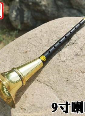 唢呐乐器全乌木直杆9寸平均孔不定调二喇叭大中小号民间吹奏乐器