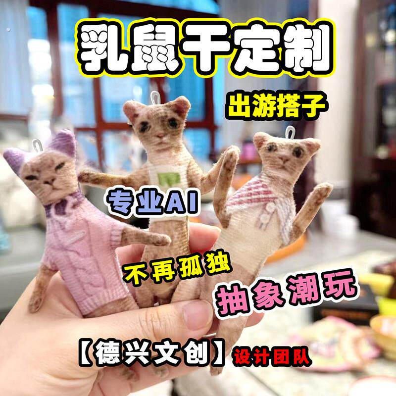 宠物老鼠干抽象乳鼠干老鼠干猫干狗干迷你娃娃成品挂件定做礼品