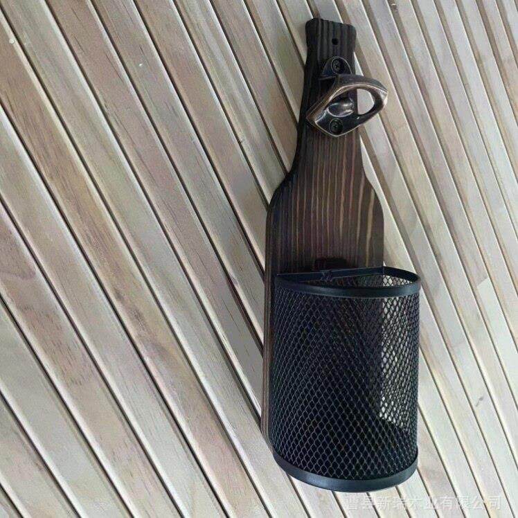 实木复古啤酒开瓶器创意起子启瓶器装饰铸铁墙上酒吧个性啤酒瓶