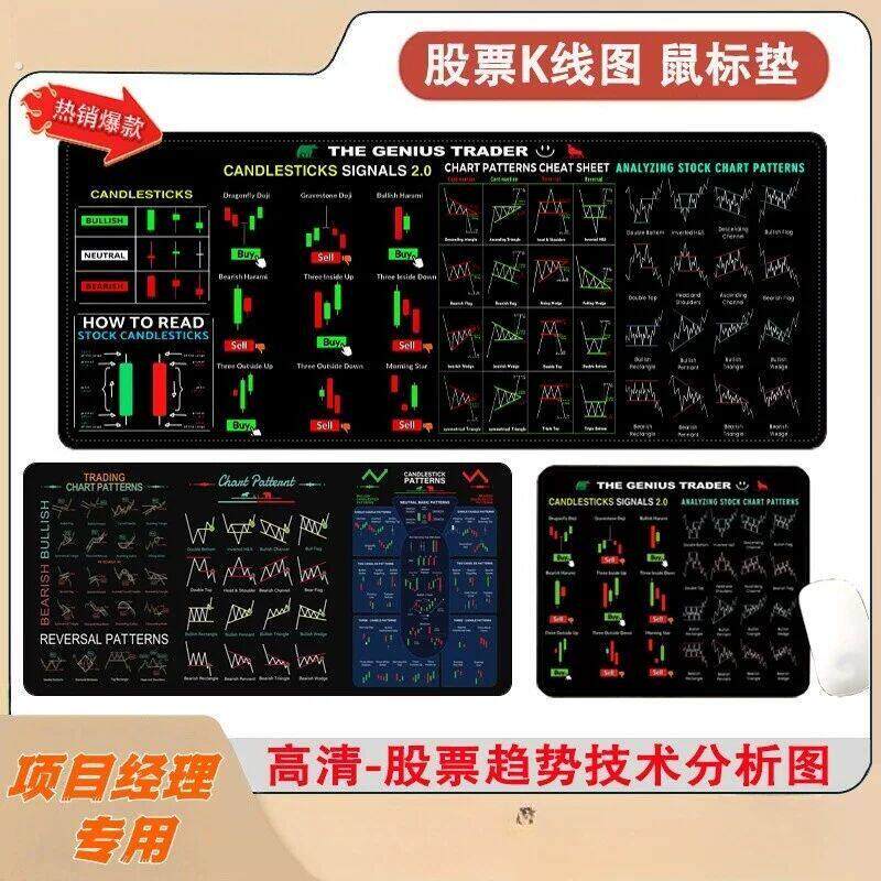 项目经理鼠标垫股票鼠标垫超大耐脏走势图办公室新款电脑桌垫防滑