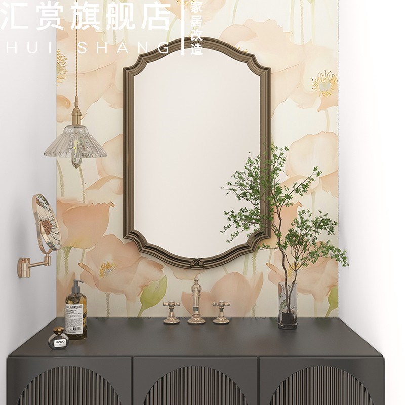 法式奶油风卫生间背景墙防水墙贴虞美人花砖自粘贴纸浴室改造翻新