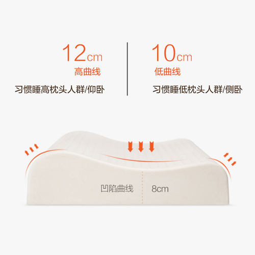 乳胶枕头一对装护颈椎助睡眠枕芯泰国天然学生宿舍成人家用高低枕