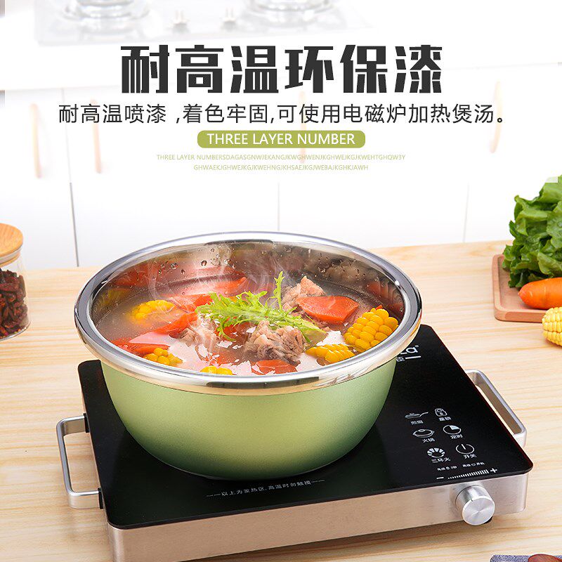 304彩色不锈钢盆加厚加深套装面盆洗菜盆调料盆打蛋盆圆形多用盆
