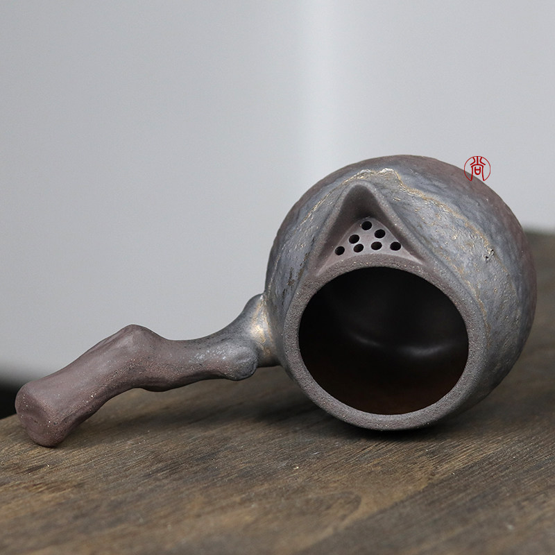 粗陶侧把公道杯干烧烤茶罐大容量陶瓷煮茶壶可加热明火分茶器日式