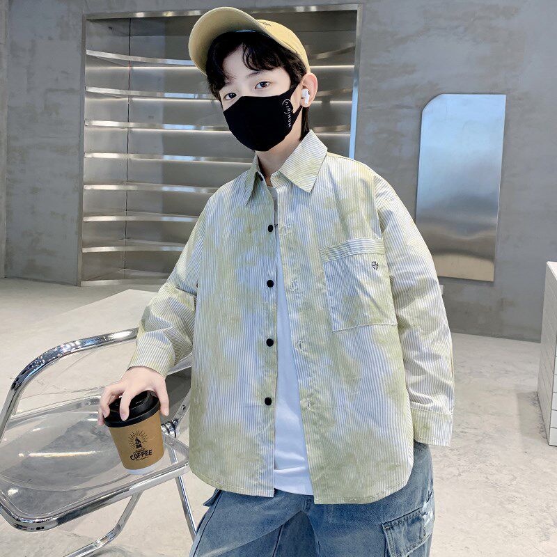男童衬衫外套春秋款2025新款儿童春装长袖上衣薄款中大童春季洋气