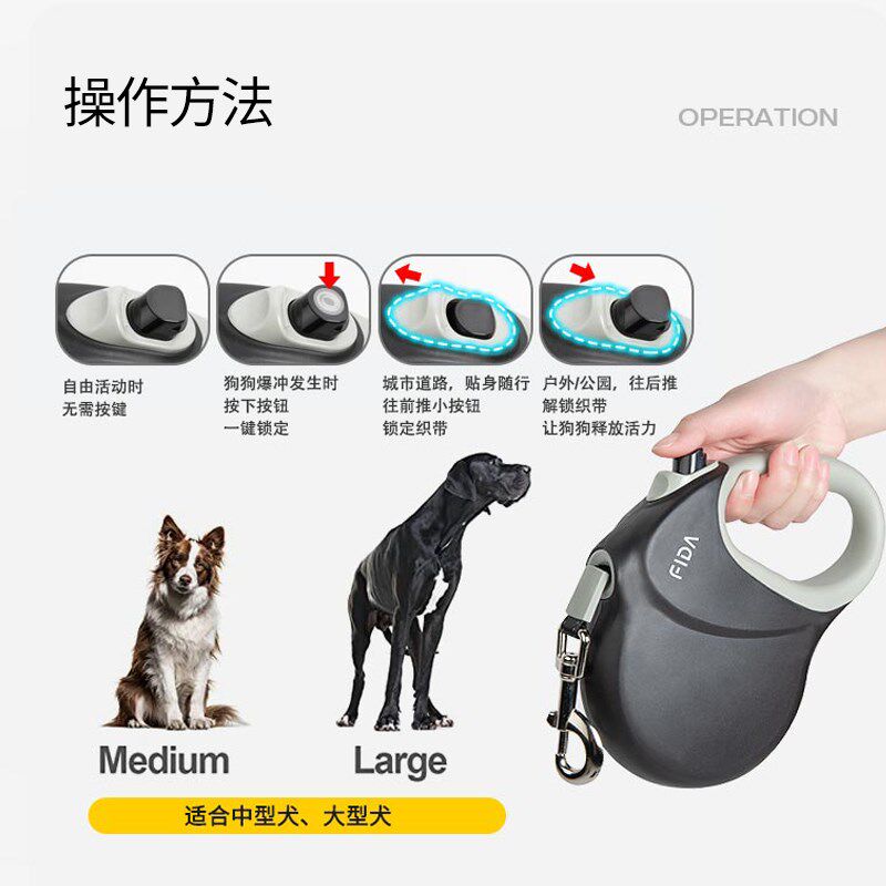 狗狗牵引绳自动伸缩狗绳子狗链子中型小型犬遛狗8米边牧宠物用品