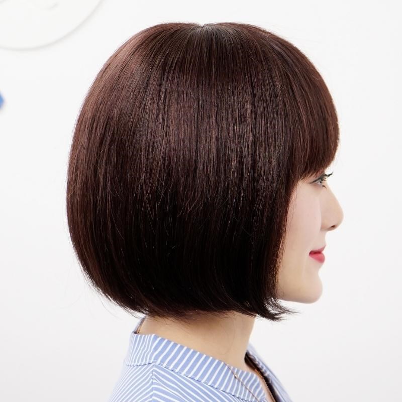 假发女短发中年女士轻薄透气全头套妈妈真发全真人发化疗光头发型