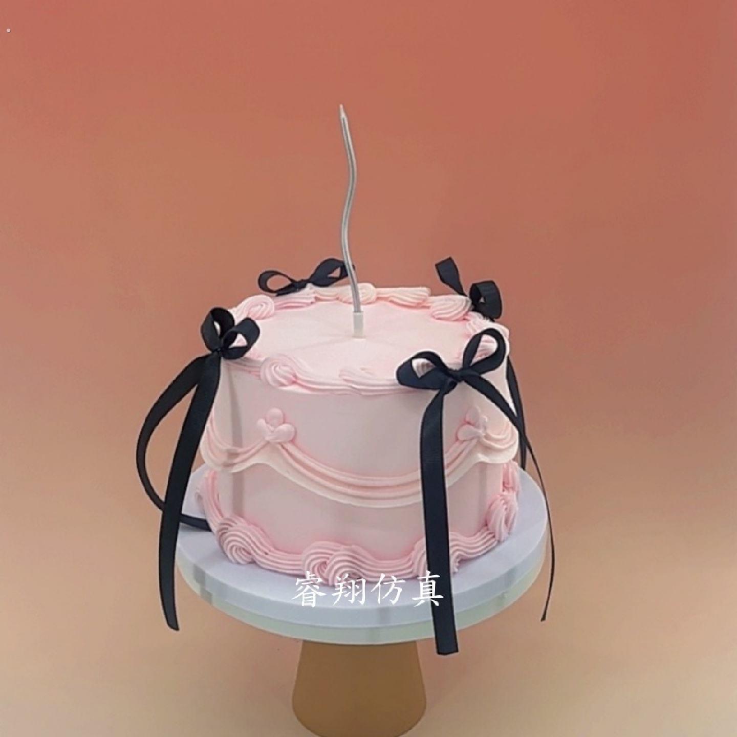 新款仿真蛋糕模型芭蕾风女神蛋糕模型丝带蝴蝶结蛋糕拍照摄影道具