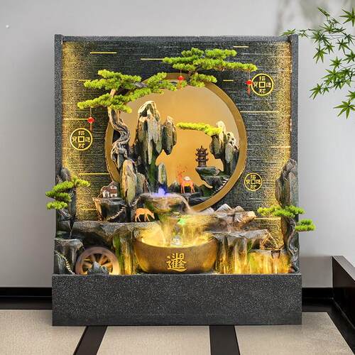 庭院假山流水景观造景布置落地喷泉客厅水幕墙摆件循环水装饰隔断