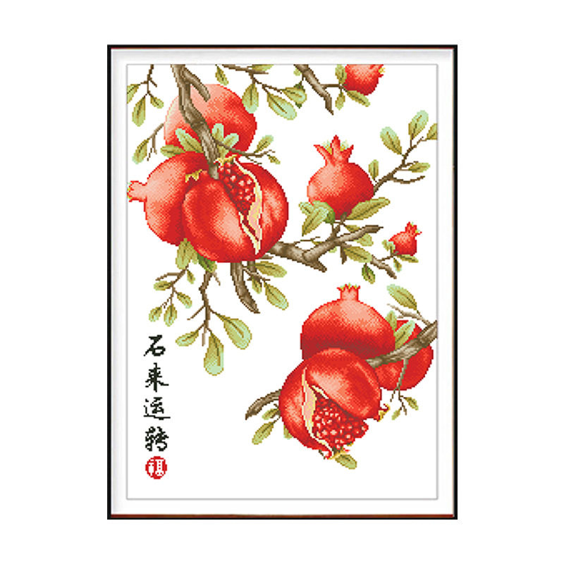 珠绣十字绣全珠子绣石来运转石榴新款玄关串珠绣圆珠彩珠绣珠珠绣