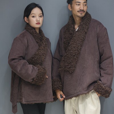 2021新款冬季藏式棉衣加厚藏服藏装男情侣装藏族衣服女黑色系腰带