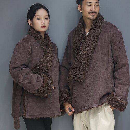 2021新款冬季藏式棉衣加厚藏服藏装男情侣装藏族衣服女黑色系腰带