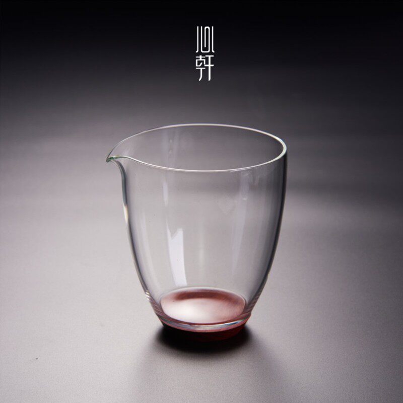 新羽 日式无由玻璃公道杯耐热 红檀木底透明分茶器匀杯 功夫茶器