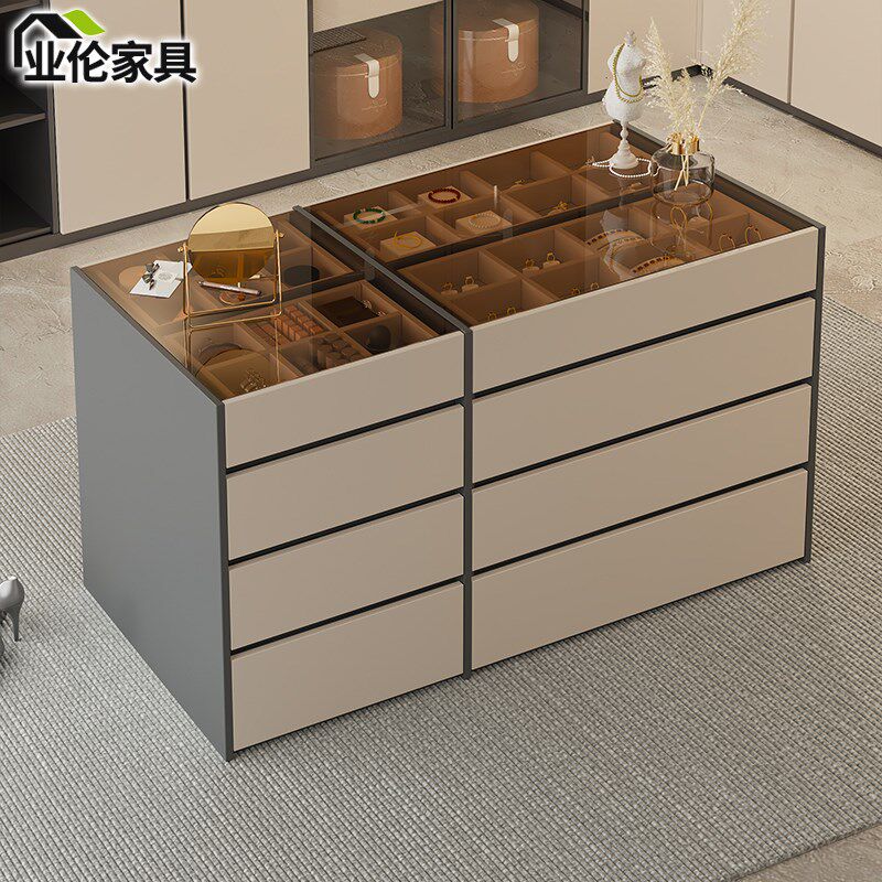 衣帽间中岛柜简约家用岛台斗柜抽屉柜一体首饰展示收纳储物柜3K27