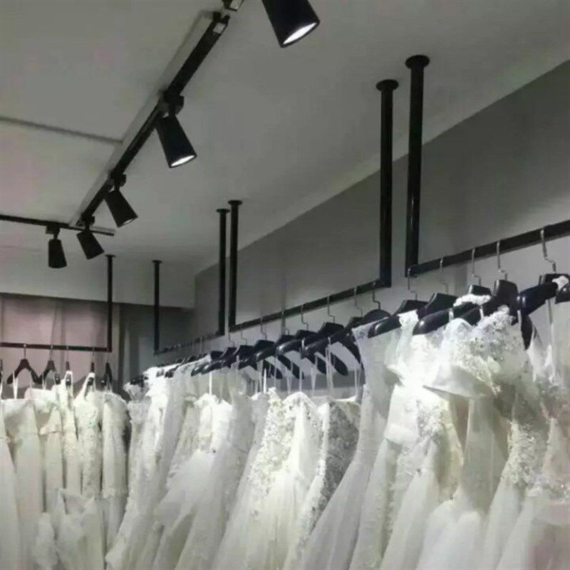 吊顶婚纱礼服展示架 铁艺墙上服装挂衣架婚纱店U型悬挂陈列架组合