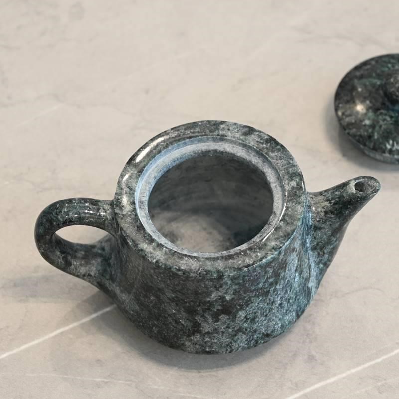 圣地莲花墨脱石锅纯手工茶壶天然皂石家用品茗西藏直发礼盒莲花壶