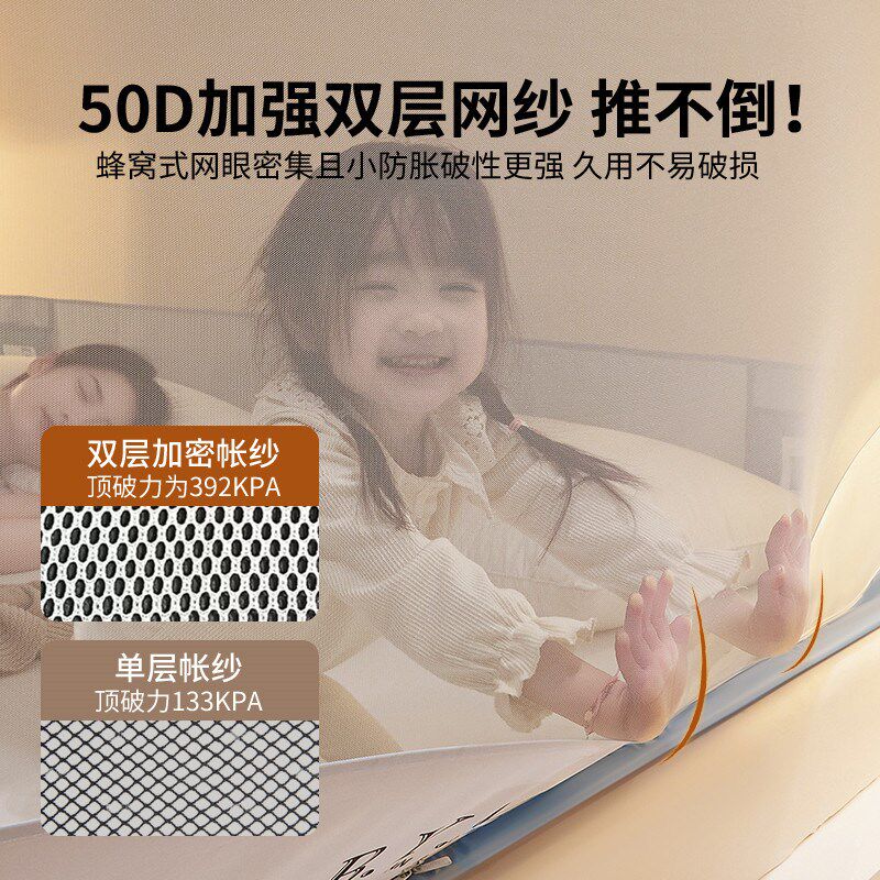 搏缘宝宝防摔蚊帐家用2025新款卧室全底婴儿高级蒙古包儿童纹帐