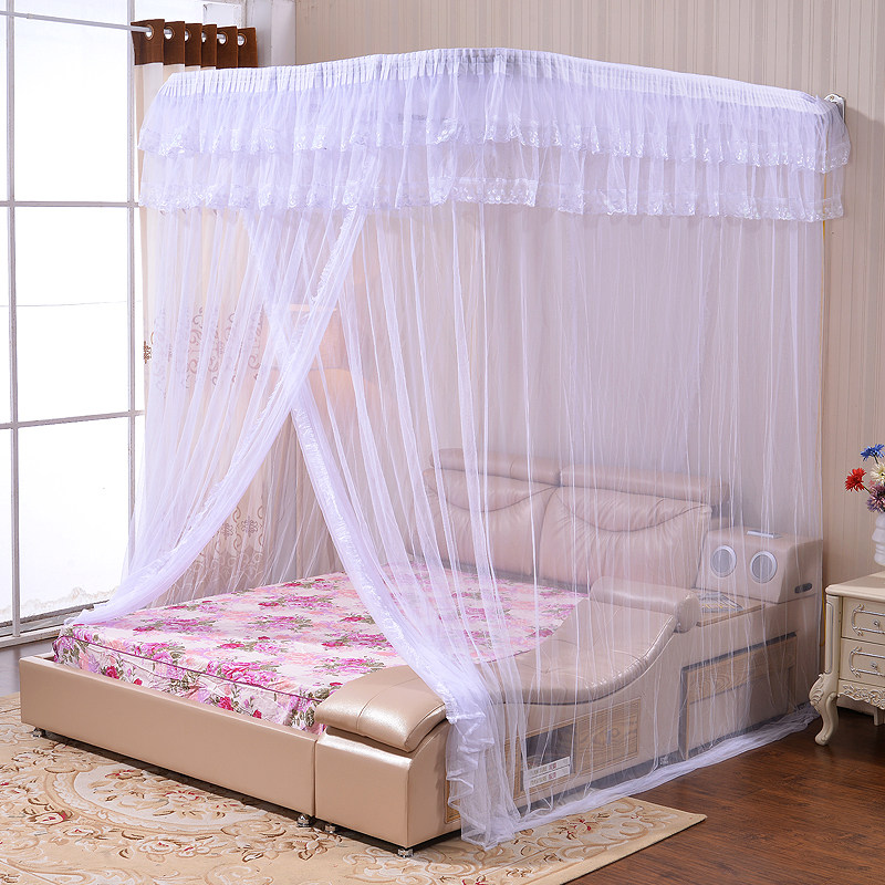 定做特殊尺寸拉幕导轨蚊帐加厚加密U型公主风婚庆1.8m1.5双人家用