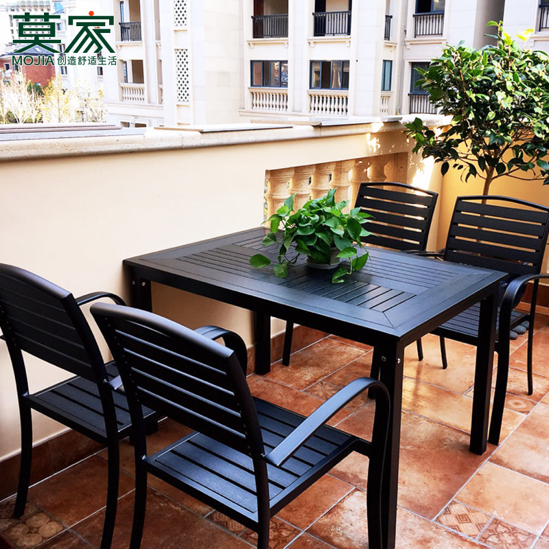 塑木桌椅户外庭院桌椅防潮木室外露天阳台茶桌椅花园咖啡店休闲椅