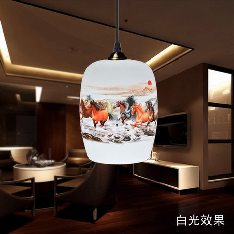 景德镇中式创意薄胎陶瓷灯具卧室书房客厅餐厅婚庆装饰单头吊灯