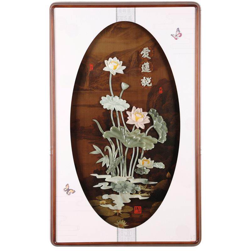 新中式客厅装饰画中国风餐厅玉石壁画走廊过道沙发背景墙玄关挂画