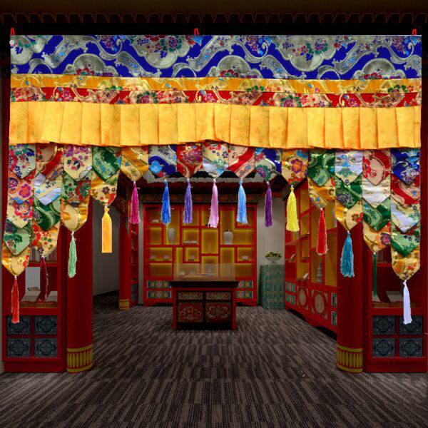藏族特色工艺室内门框装饰帷幔藏式五彩围幔阶梯背景挂帘龙门防撞