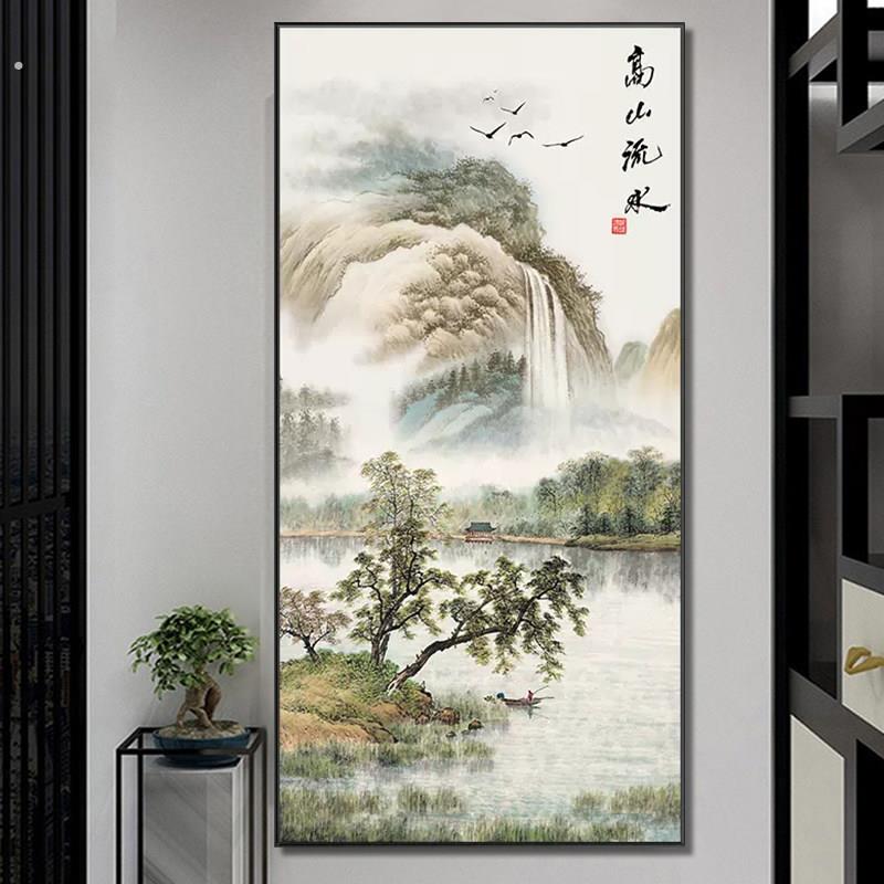 钻石贴画高山流水生财满钻新款2023山水风景砖石画走廊玄关中国风