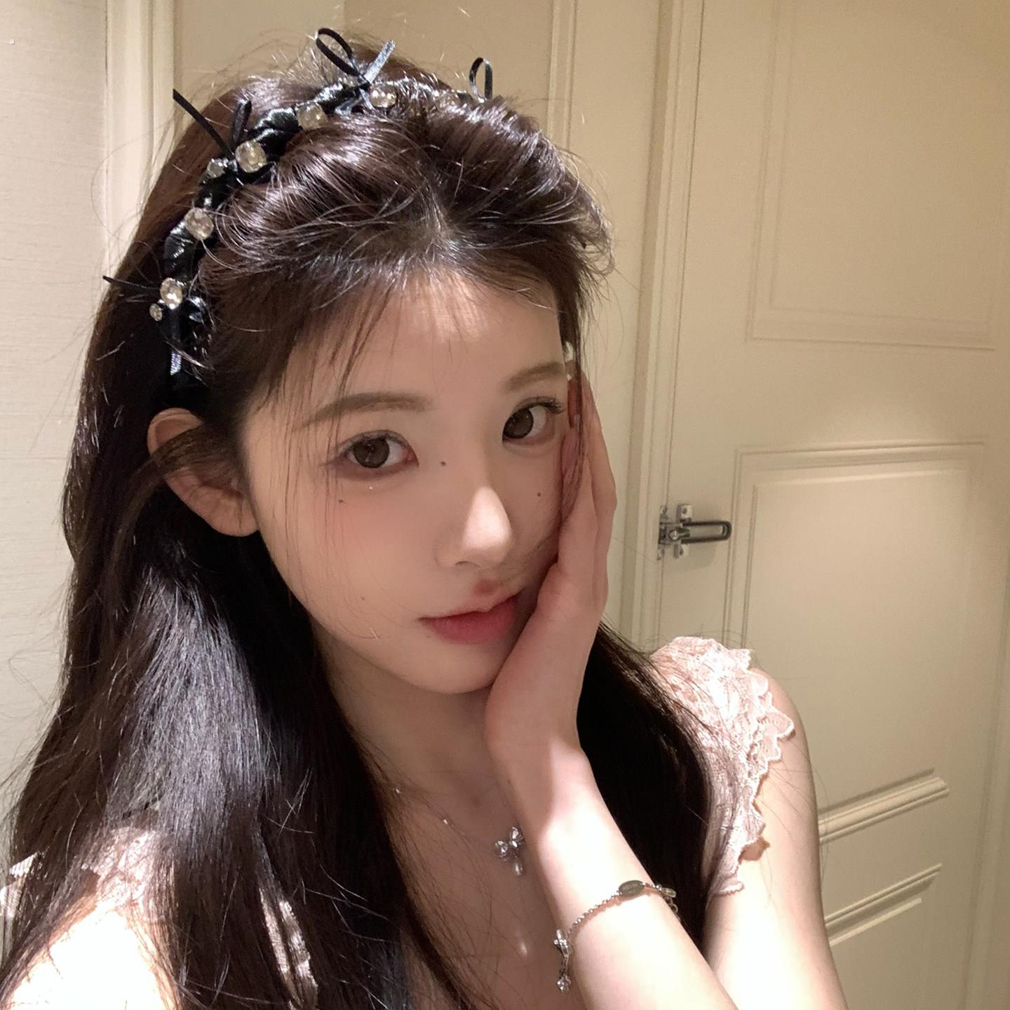 蝴蝶结缠绕珍珠齿梳发箍防滑压发洗脸头箍女高级感高颅顶发卡头饰