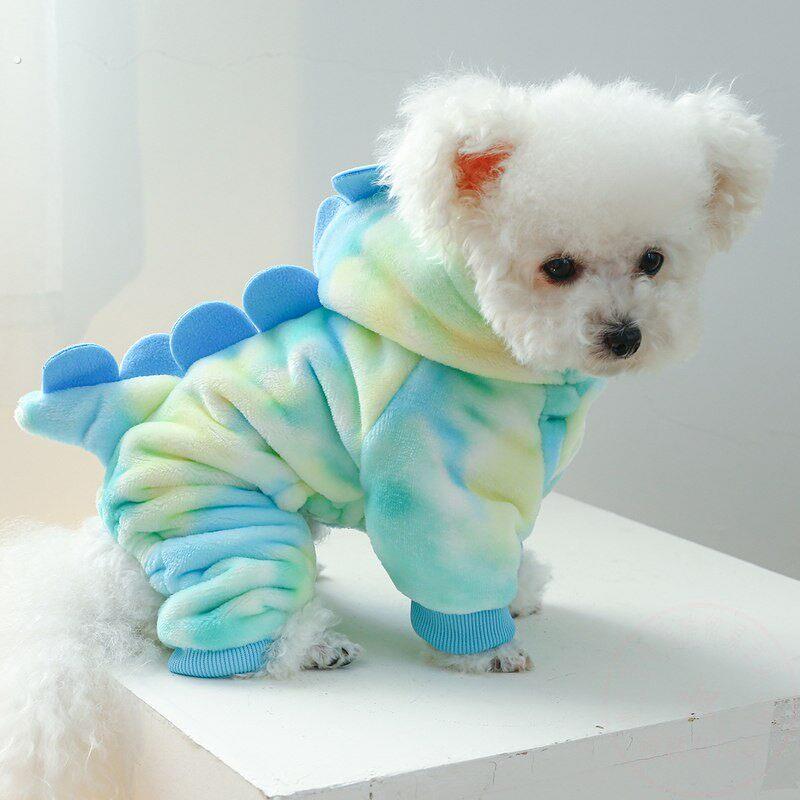 猫咪恐龙衣服热销宠物狗狗珊瑚绒加厚四脚变身装集合服装