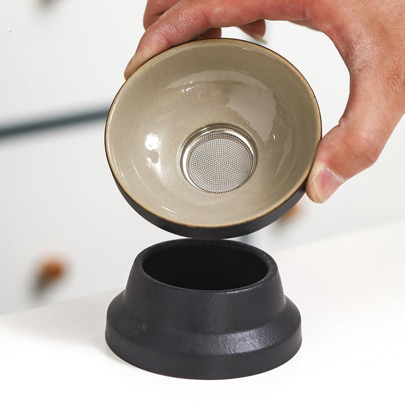 单独茶滤陶瓷茶虑茶漏黑陶过滤器茶斗过滤网茶渣功夫茶道隔泡茶器