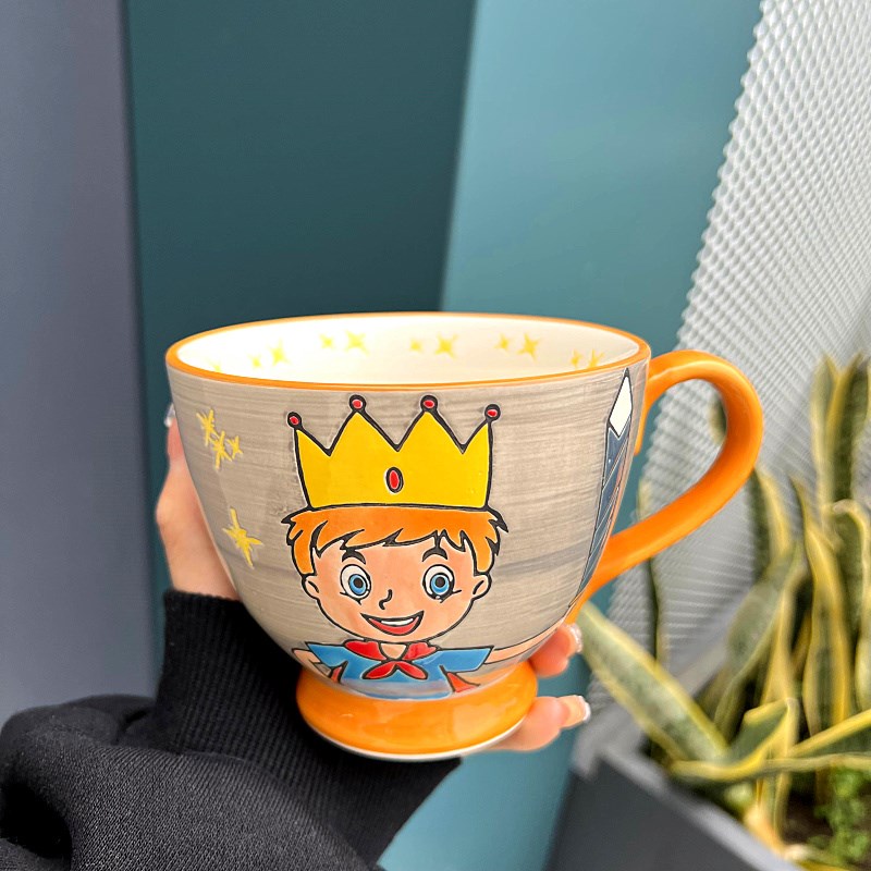 手工手绘陶瓷早餐杯创意牛奶燕麦片杯情侣咖啡杯大容量喝水杯子