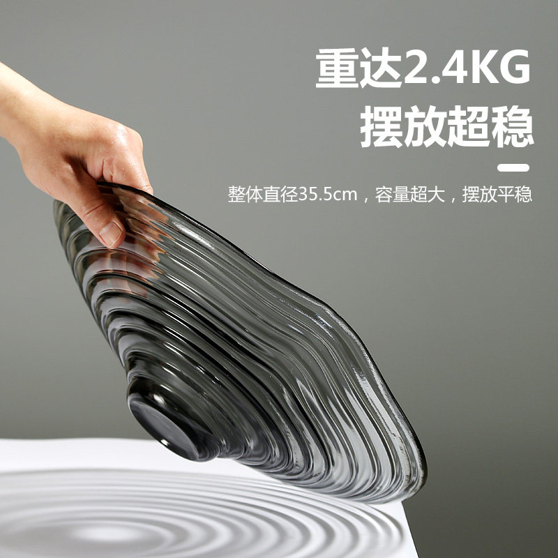 意式定制手工玻璃创意果盘轻奢餐桌装饰摆件设计师客厅茶几水果盘