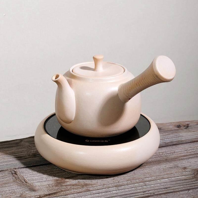 白泥陶壶日式侧把壶耐热壶电陶炉煮茶壶套装粉彩釉烧水壶家用茶具