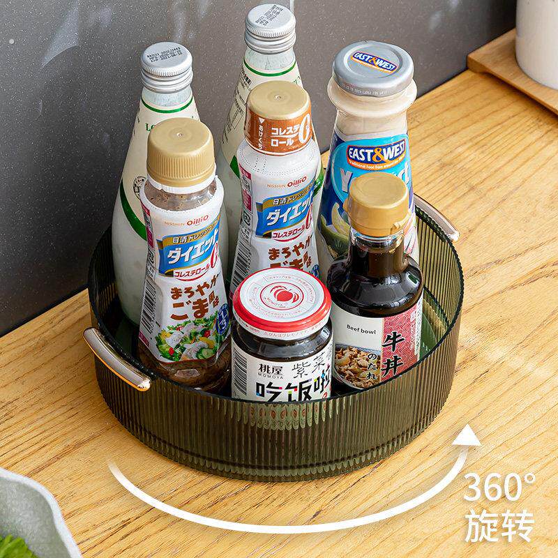 可旋转调味罐架置物架厨房台面多功能调味品转盘收纳盒家用用品大