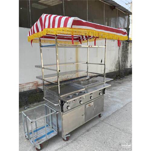 订做移动四轮多功能不锈钢餐车串串香流动手推口袋馍商用推车摆摊