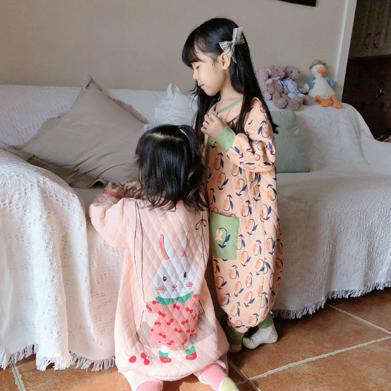 呼西贝分腿睡袋宝宝女童防踢被孩子睡衣 加厚保暖小中儿童连体衣