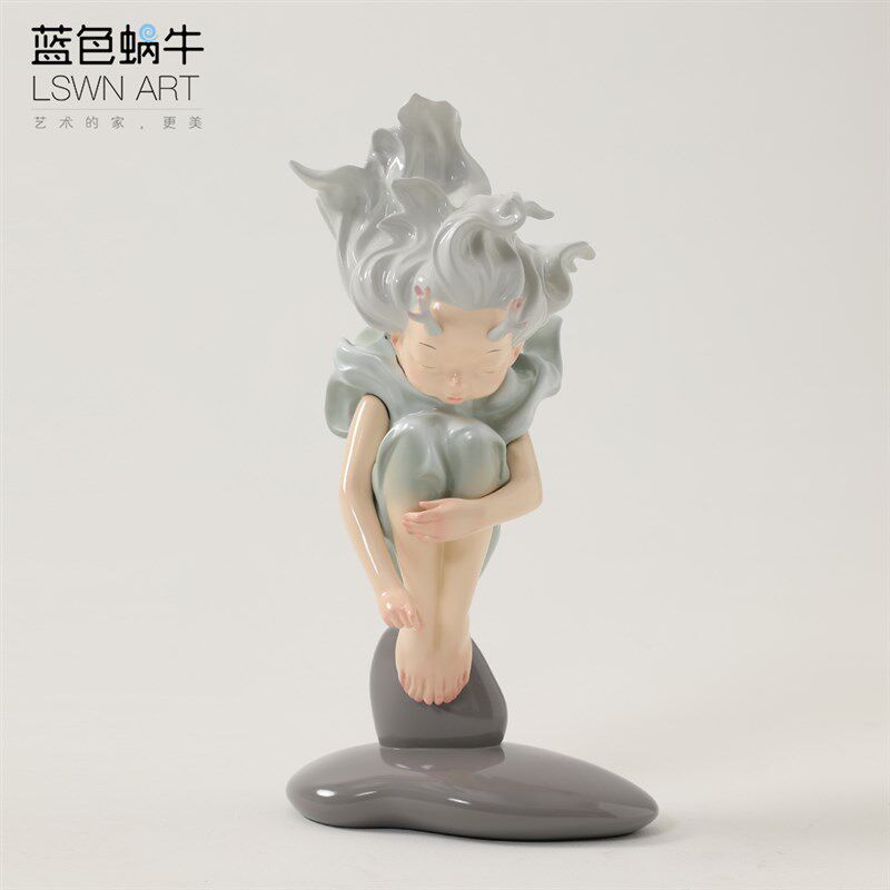 蓝色蜗牛水中秘语-灵龙公主 摆件饰品家居桌面电视柜客厅创意礼品