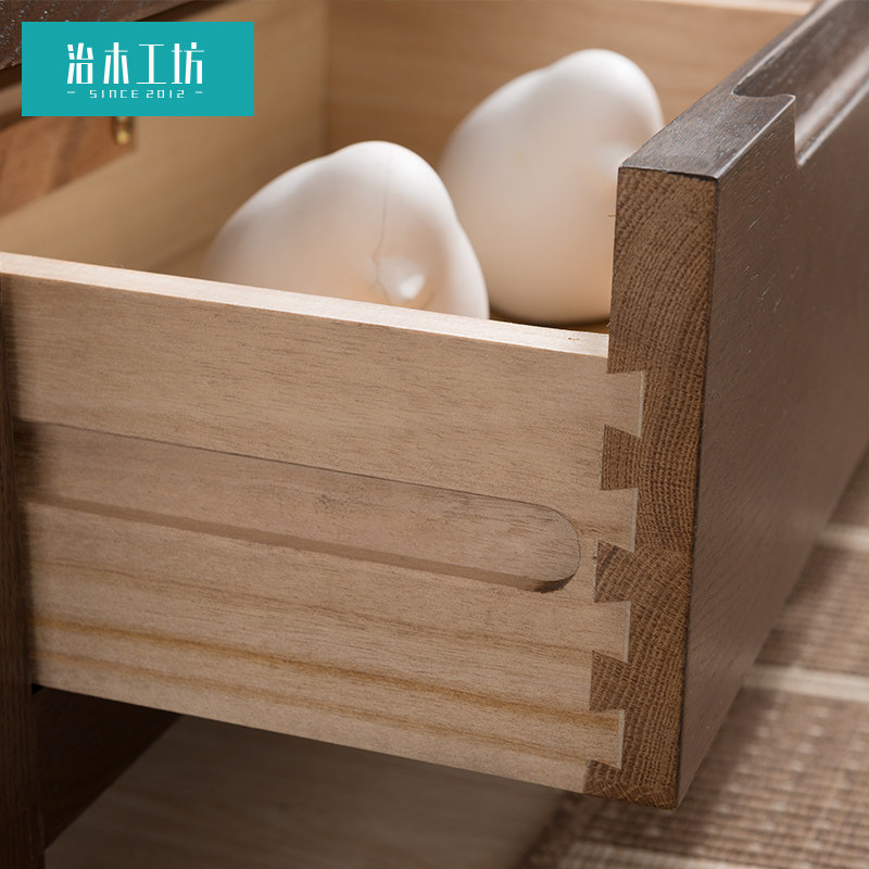 治木工坊全实木两门书柜北欧简约红橡木组合书架带门环保书房家具