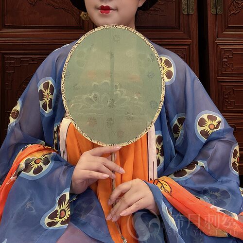 苏州手工花罗扇长柄金丝竹宫扇唐宋旗袍汉服团扇双面古风结婚扇子