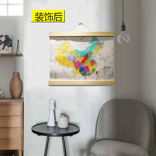 可标记中国手绘地图带框挂画儿童房墙贴旅游计划规划DIY彩绘填色